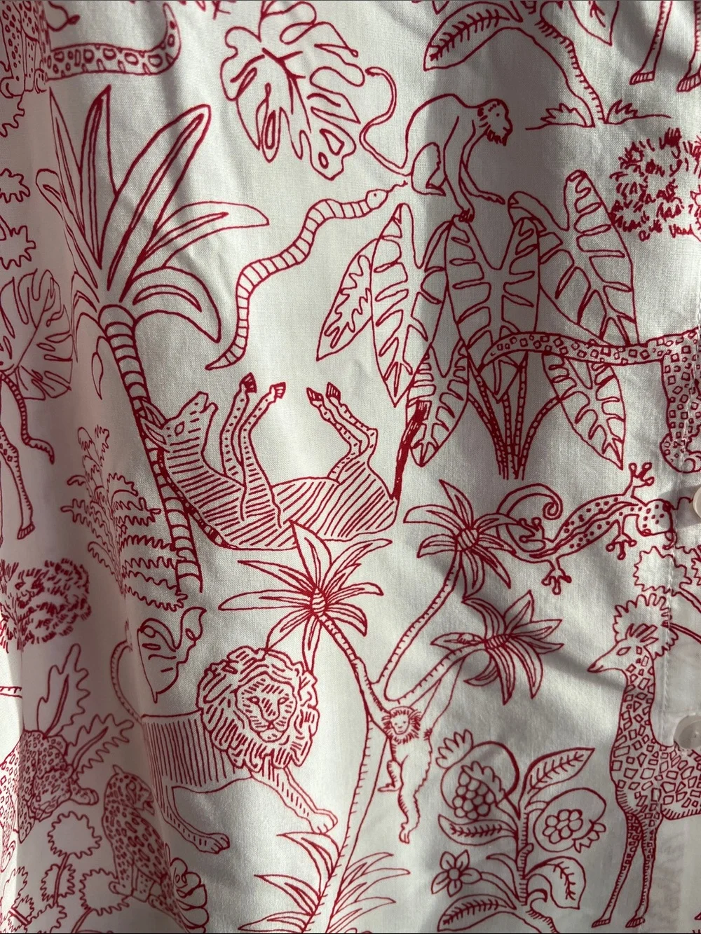 Jane and Delancey Cream Button-Front Shirt with Red Animal Print - Picture 4 of 16